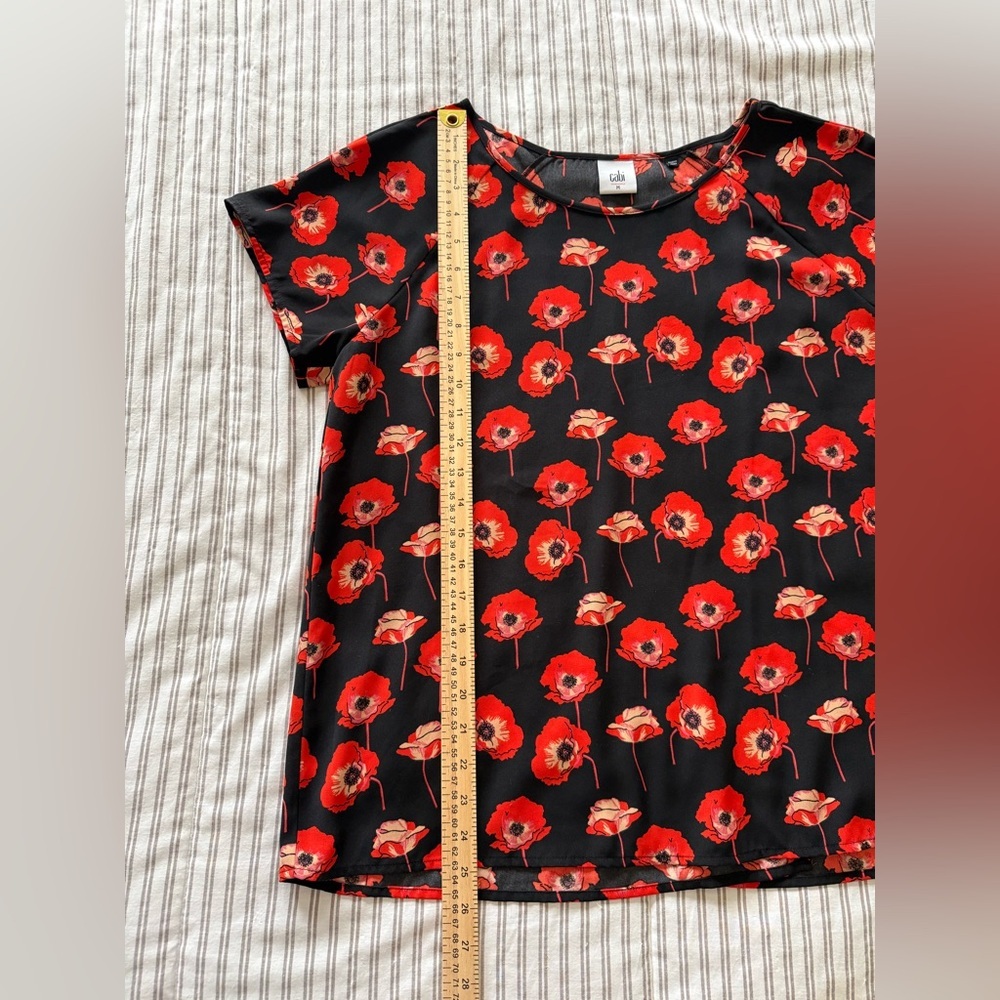 CAbi Black Top with Red Poppy Floral Print - Picture 5 of 11
